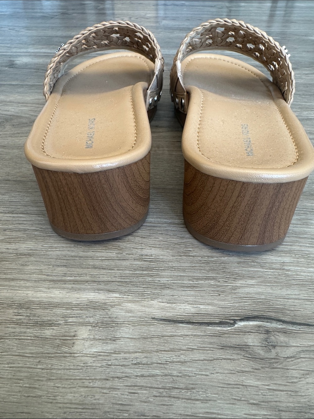 Michael Kors Woven Slide Sandals in Beige Tan - Picture 5 of 7